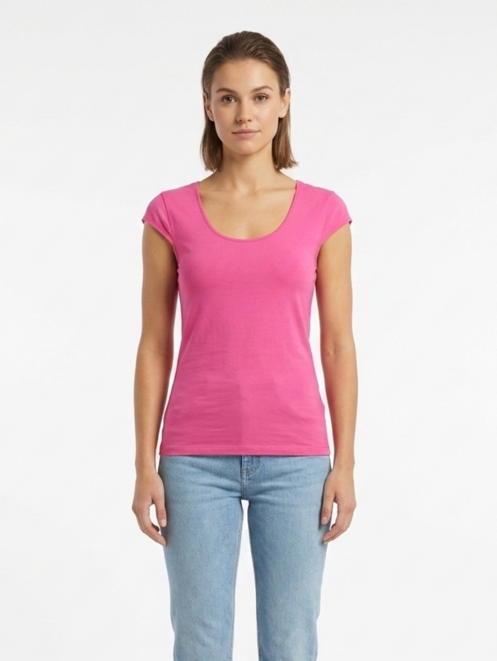 ALFRED SUNG Pink Scoop-Neck Short Sleeve Tee